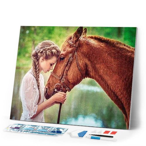 Diamond Painting | Diamond Painting - Girl and Horse | animals Diamond Painting Animals horses | FiguredArt