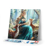 Diamond Painting | Diamond Painting - Fairy and Fawns in the Forest | animals Diamond Painting Animals | FiguredArt