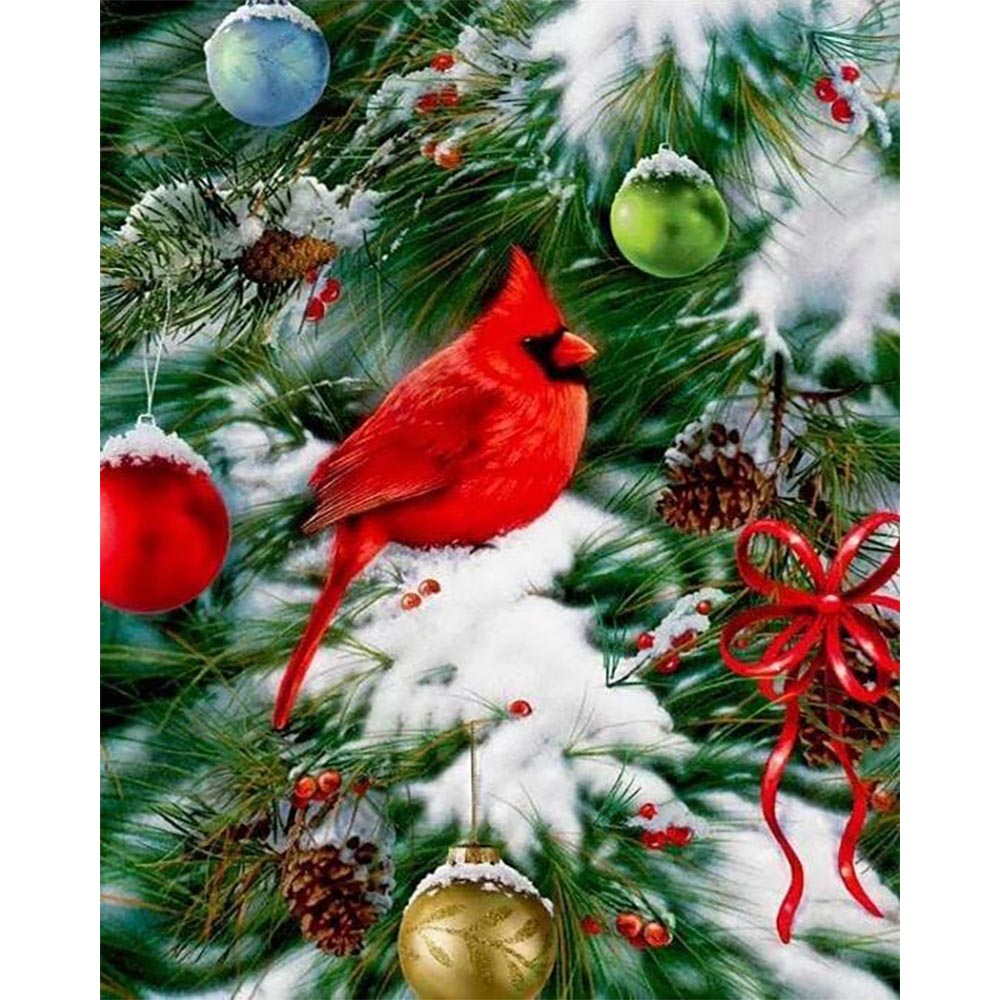 Diamond Painting - Bird on Christmas Tree