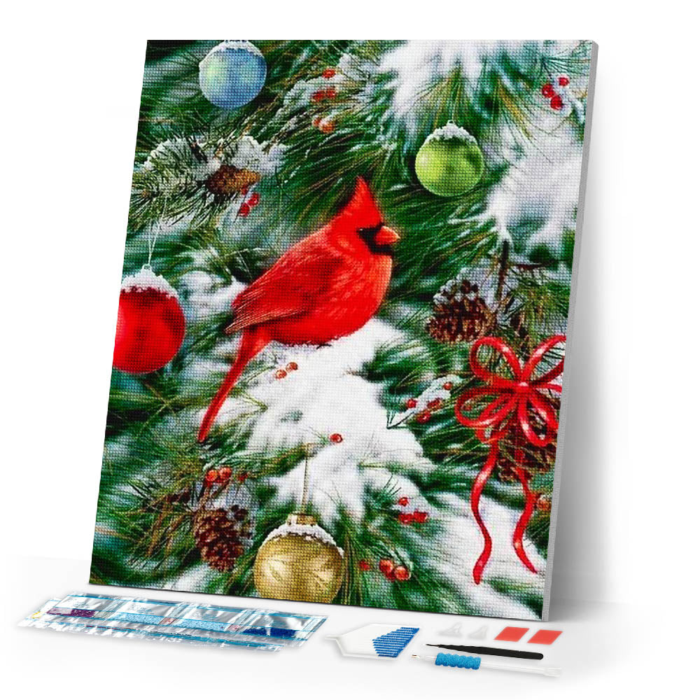 Diamond Painting | Diamond Painting - Bird on Christmas Tree | animals birds christmas Diamond Painting Animals | FiguredArt