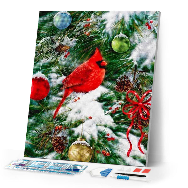 Diamond Painting | Diamond Painting - Bird on Christmas Tree | animals birds christmas Diamond Painting Animals | FiguredArt