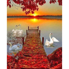 Load image into Gallery viewer, Diamond Painting - Wooden Pontoon and Sunset