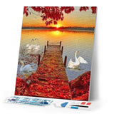 Diamond Painting | Diamond Painting - Wooden Pontoon and Sunset | Diamond Painting Landscapes landscapes | FiguredArt