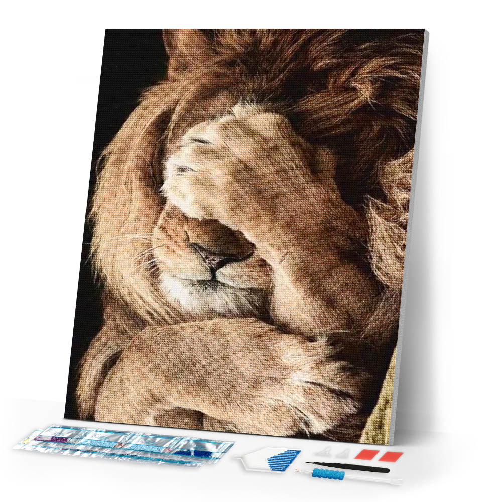 Diamond Painting | Diamond Painting - Hiding Lion | animals Diamond Painting Animals lions | FiguredArt