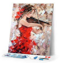 Load image into Gallery viewer, Diamond Painting - Violinist in Red Dress