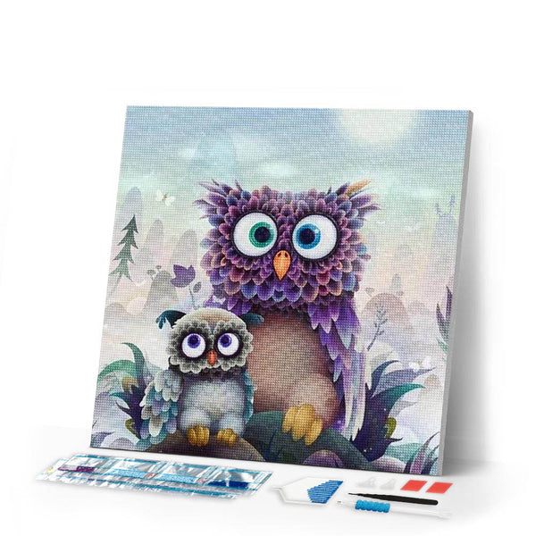 Diamond Painting | Diamond Painting - Owl and Baby | animals Diamond Painting Animals owls | FiguredArt