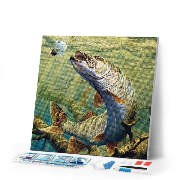 Diamond Painting | Diamond Painting - Pike Fish | animals Diamond Painting Animals fish | FiguredArt