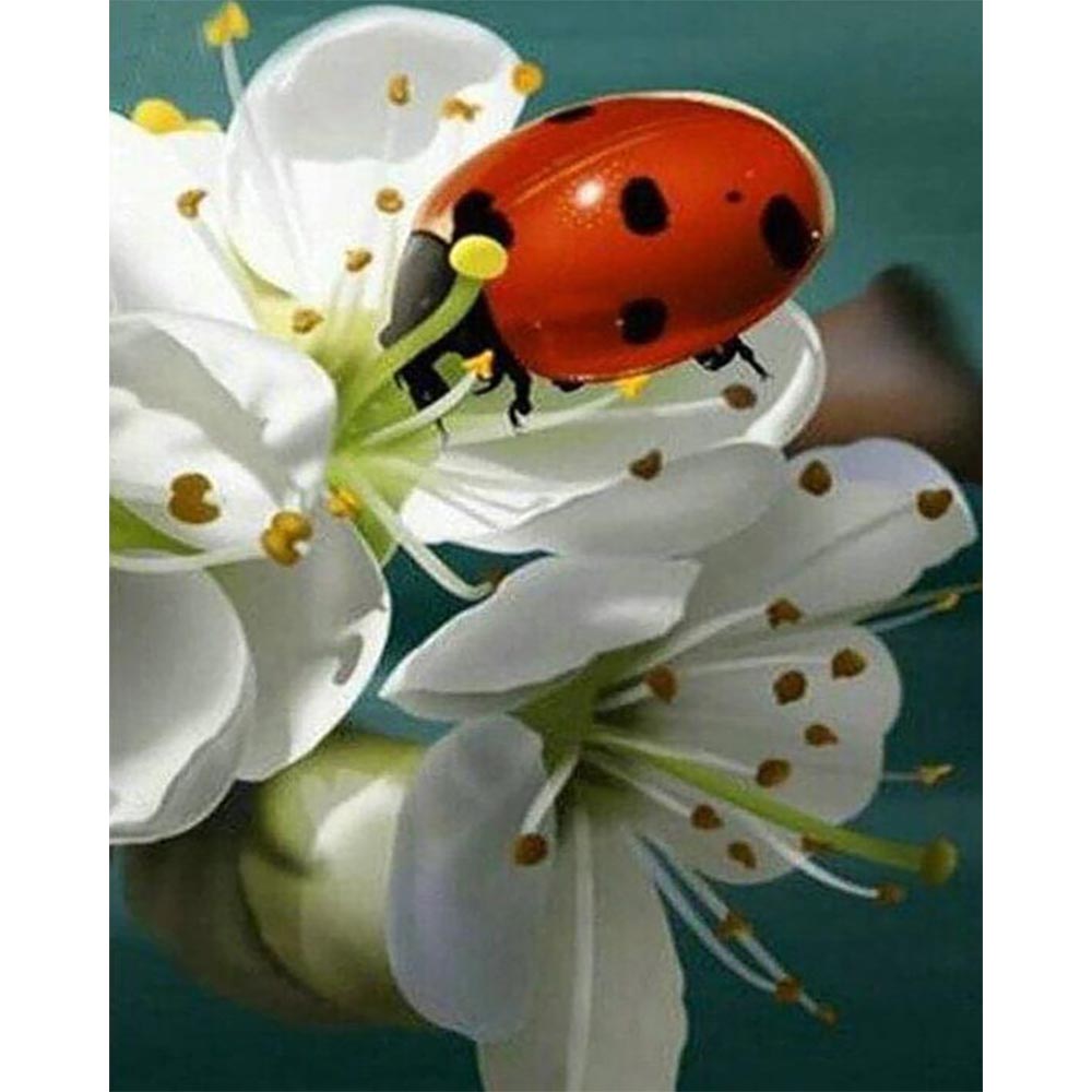 Diamond Painting - Ladybug and Flowers