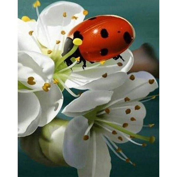Diamond Painting - Ladybug and Flowers