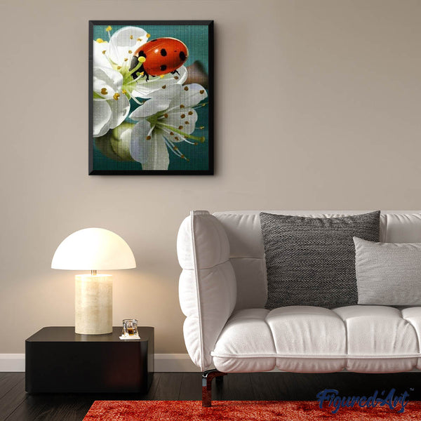 Diamond Painting - Ladybug and Flowers