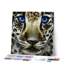Load image into Gallery viewer, Diamond Painting - Leopard with Blue Eyes