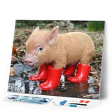 Diamond Painting | Diamond Painting - Piglet and red boots | animals Diamond Painting Animals | FiguredArt