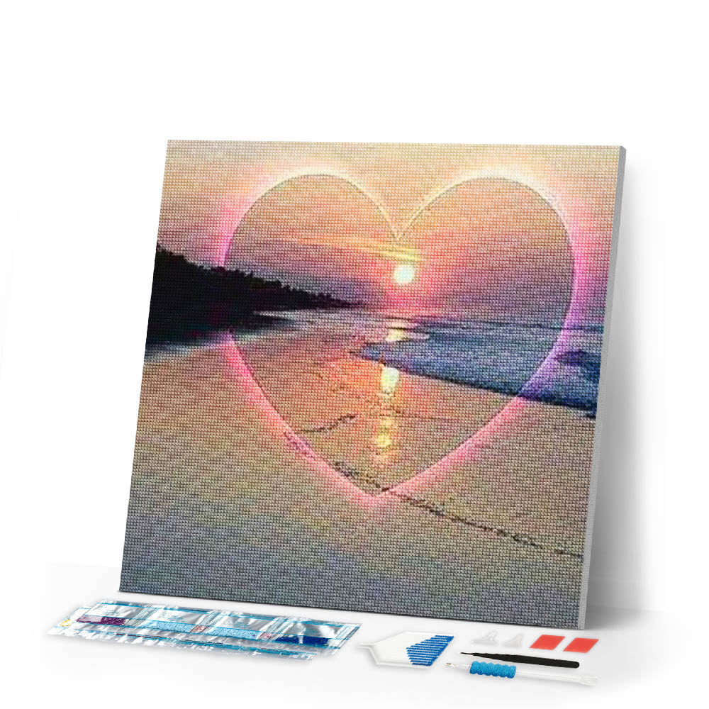 Diamond Painting | Diamond Painting - Heart on the Beach | Diamond Painting Romance romance | FiguredArt