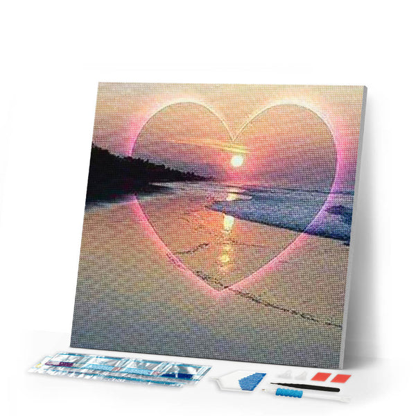 Diamond Painting | Diamond Painting - Heart on the Beach | Diamond Painting Romance romance | FiguredArt