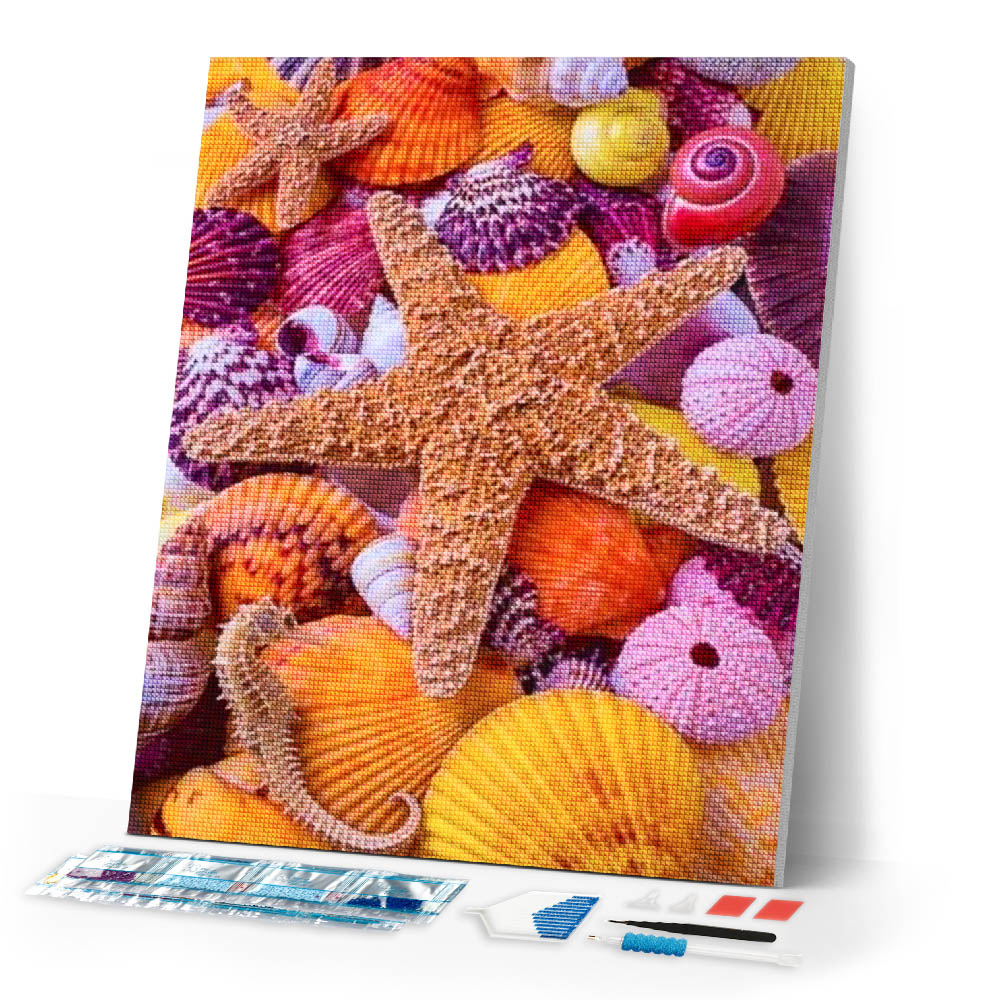 Diamond Painting | Diamond Painting - Colorful Star and Sea Shells | animals Diamond Painting Animals | FiguredArt