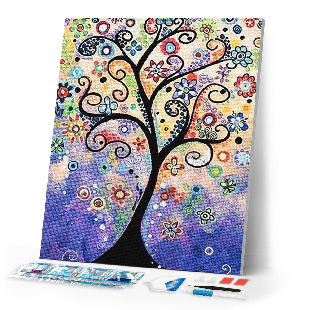 Diamond Painting | Diamond Painting - Tree Stained Glass | Diamond Painting Landscapes landscapes trees | FiguredArt