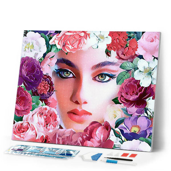 Diamond Painting - Face and flowers 2