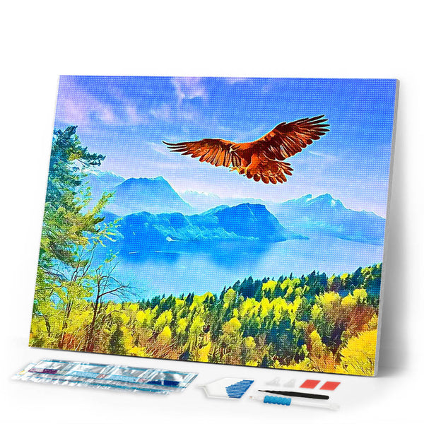 Diamond Painting - Eagle and landscape in Switzerland