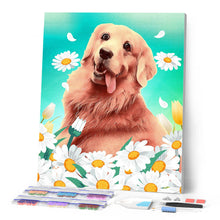Load image into Gallery viewer, Diamond Painting - Golden retriever and daisies