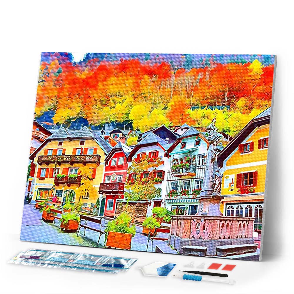 Diamond Painting - Colorful Swiss village