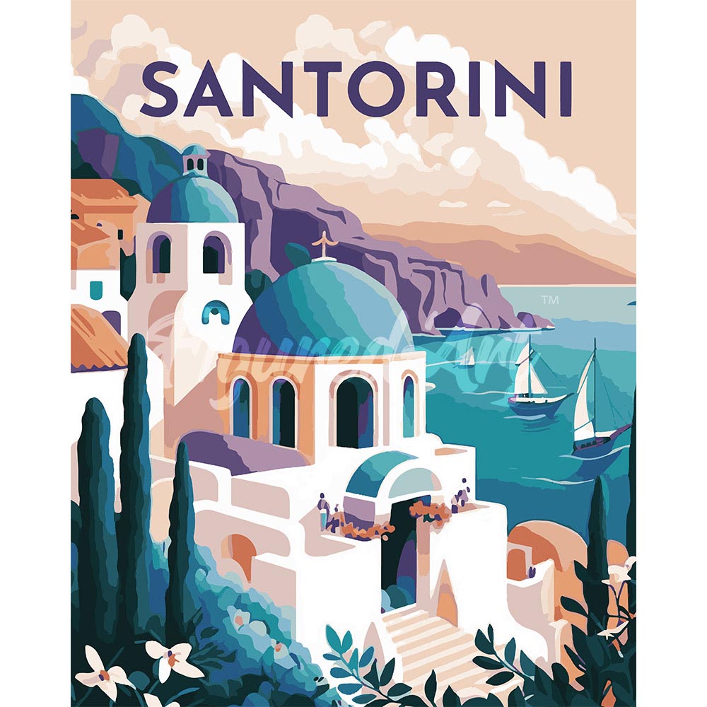 Diamond Painting - Travel Poster Santorini