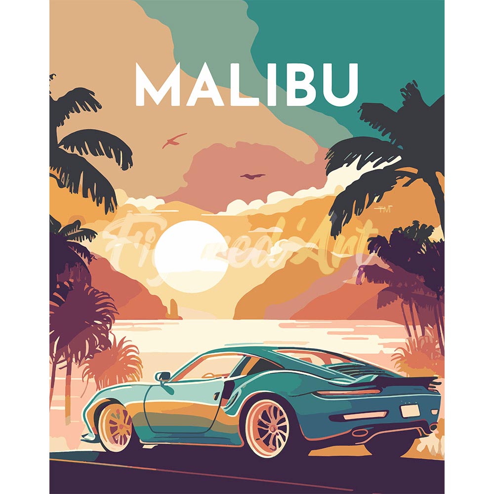 Diamond Painting - Travel Poster Malibu