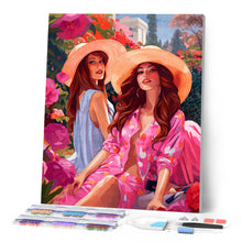 Load image into Gallery viewer, Diamond Painting - Sisters in a Pink Garden