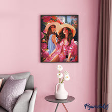 Load image into Gallery viewer, Diamond Painting - Sisters in a Pink Garden