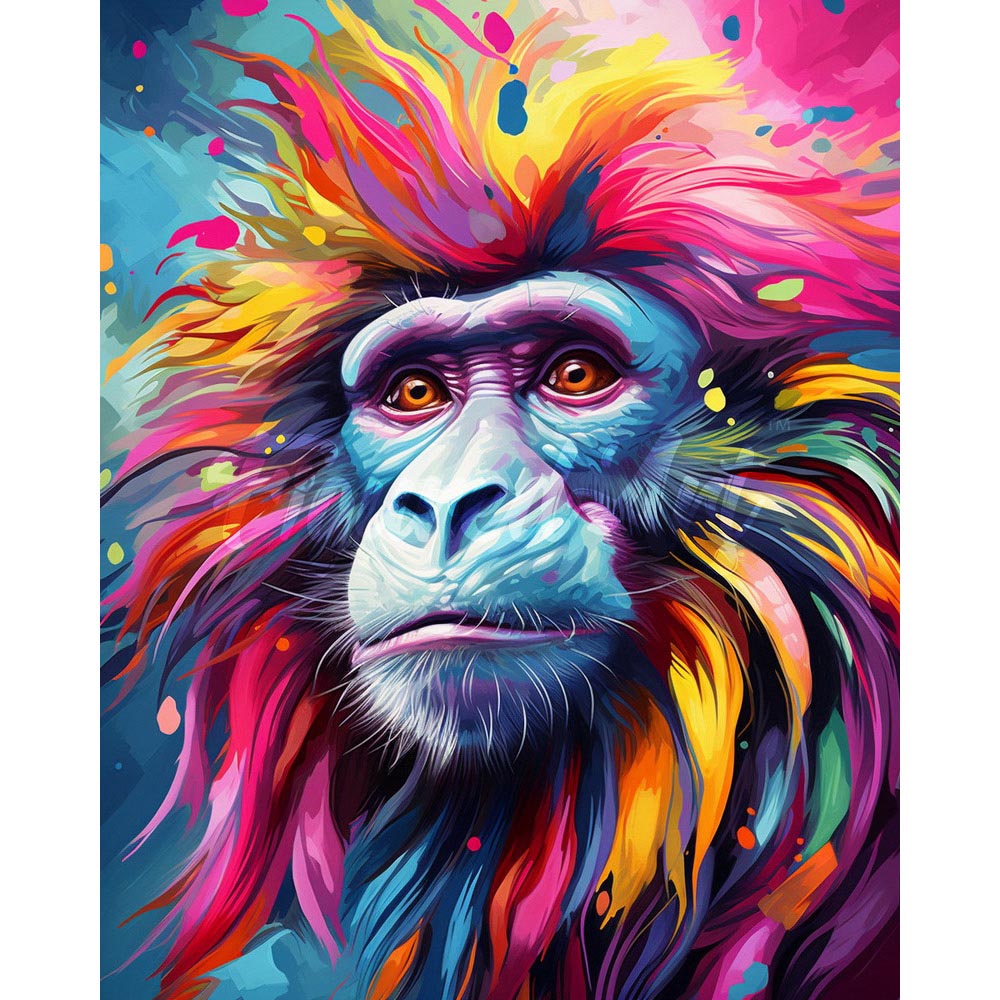 Diamond Painting - Colorful Abstract Baboon
