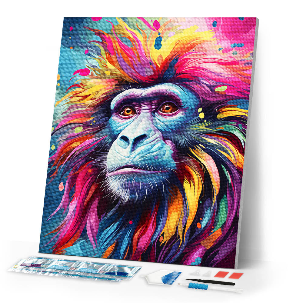 Diamond Painting - Colorful Abstract Baboon