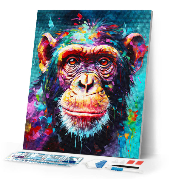 Diamond Painting - Colorful Abstract Chimpanzee