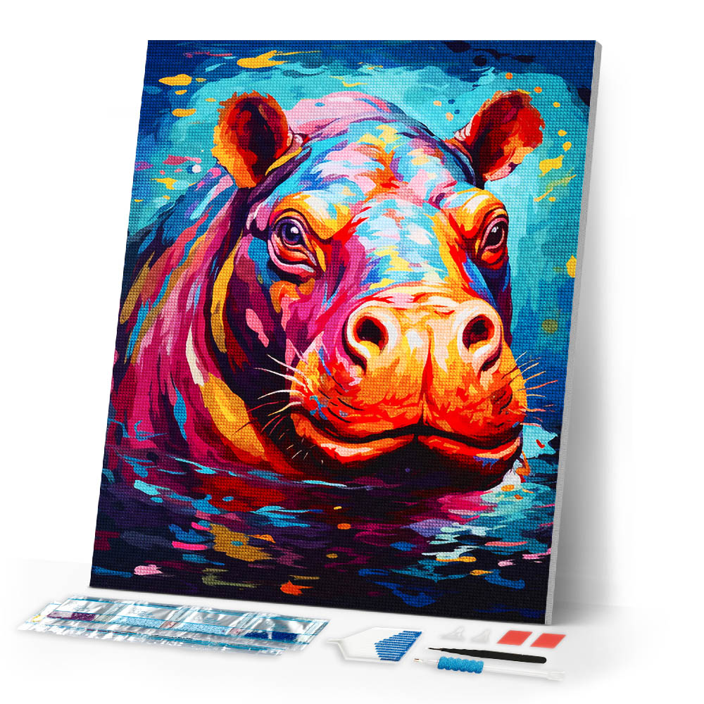 Diamond Painting - Colorful Abstract Hippo