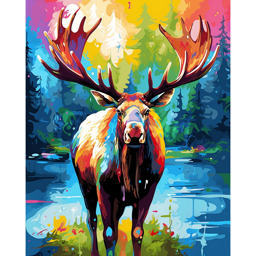 Diamond Painting - Colorful Abstract Moose