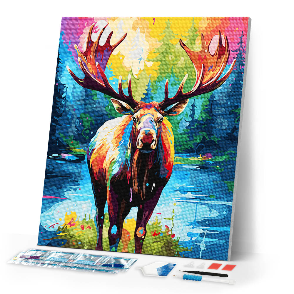 Diamond Painting - Colorful Abstract Moose