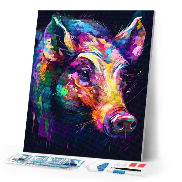 Diamond Painting - Colorful Abstract Wild boar
