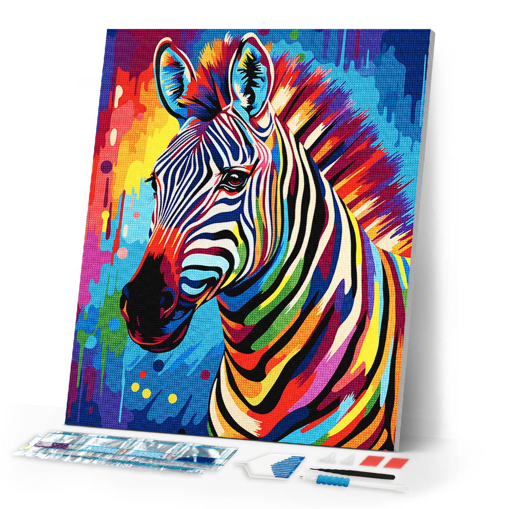 Diamond Painting - Colorful Abstract Zebra