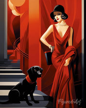 Load image into Gallery viewer, Diamond Painting - Art Deco Woman with her Dog