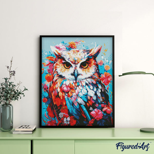 Diamond Painting - Colorful Owl in Bloom