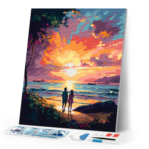 Diamond Painting - Couple and Colorful Sunset