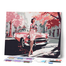 Load image into Gallery viewer, Diamond Painting - Lady and Pink Classic Car