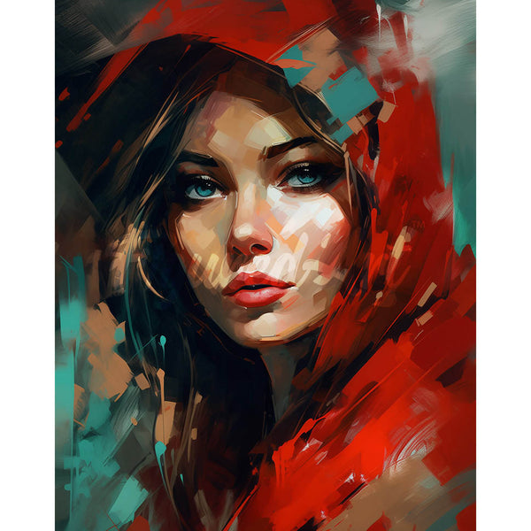Diamond Painting - Woman in Red Scarf
