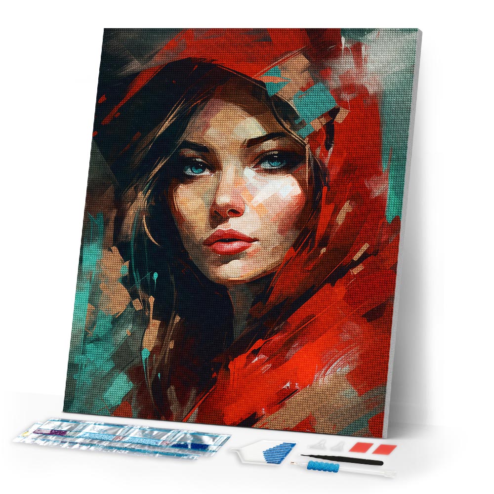 Diamond Painting - Woman in Red Scarf