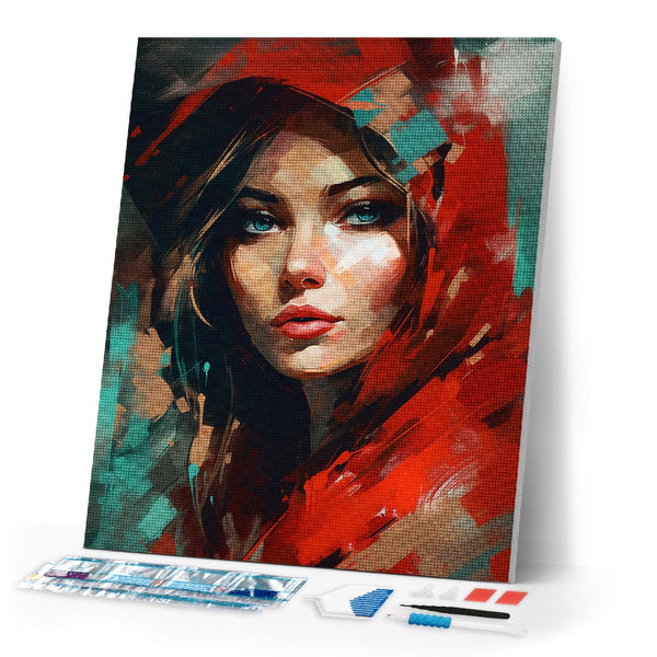 Diamond Painting - Woman in Red Scarf