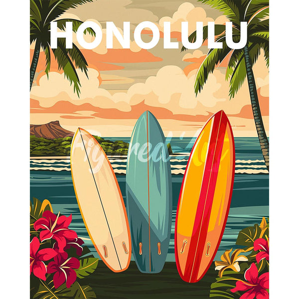 Diamond Painting - Travel Poster Honolulu