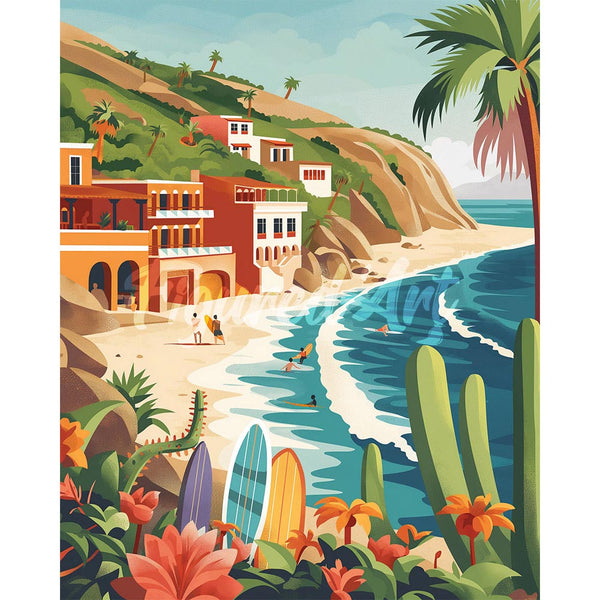 Diamond Painting - Coastal surfing
