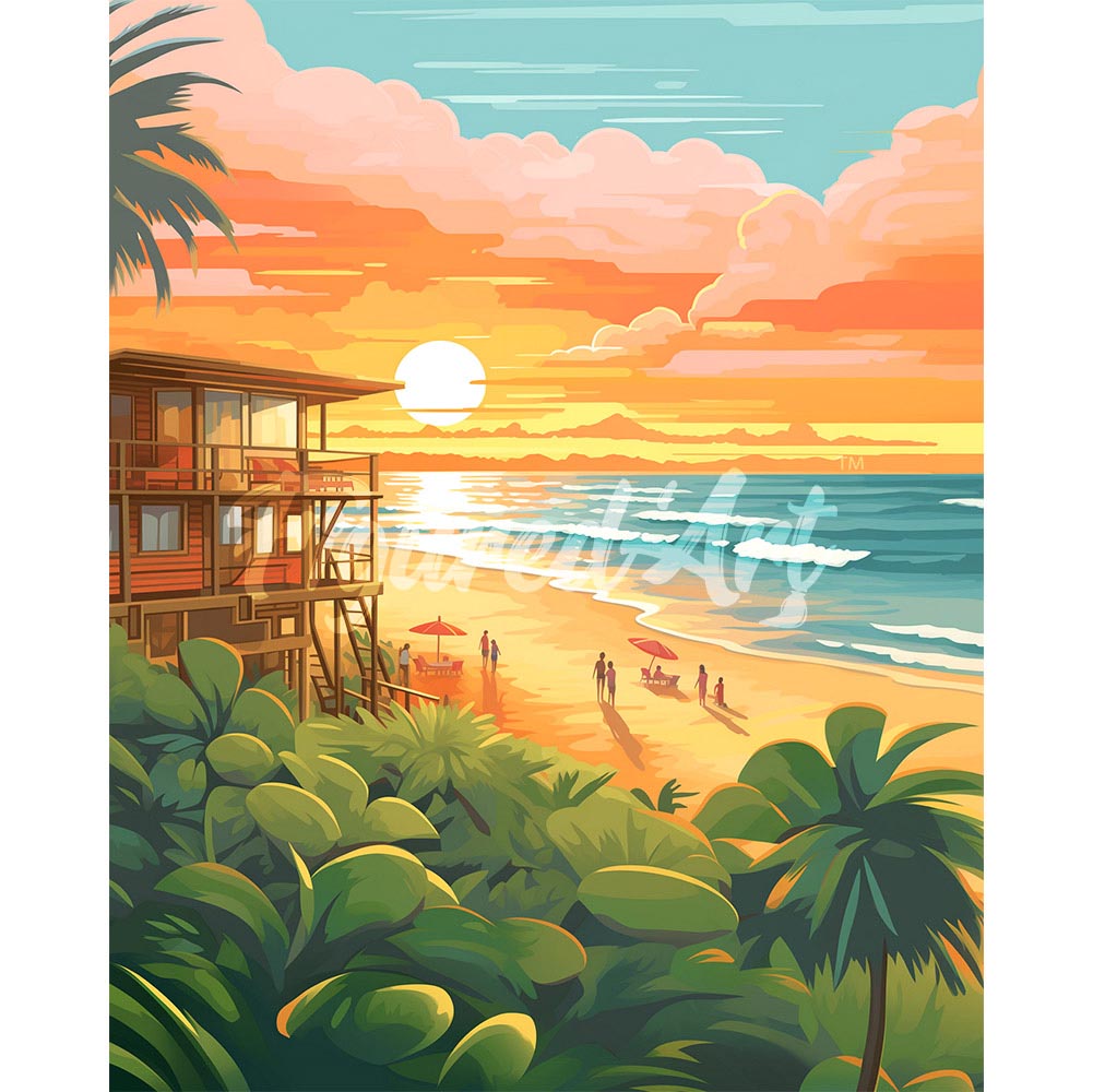 Diamond Painting - Beach Club at Sunset – Figured'Art