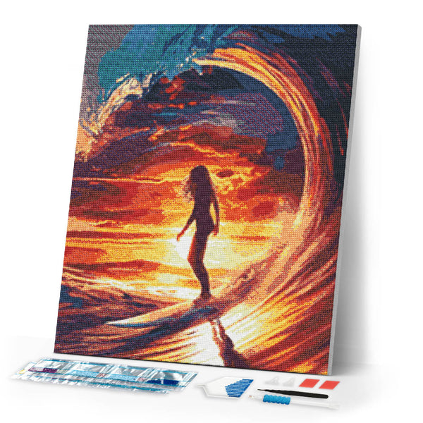 Diamond Painting - Surf Girl and the Big Wave