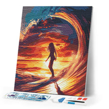 Load image into Gallery viewer, Diamond Painting - Surf Girl and the Big Wave