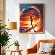 Load image into Gallery viewer, Diamond Painting - Surf Girl and the Big Wave