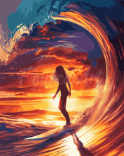 Load image into Gallery viewer, Diamond Painting - Surf Girl and the Big Wave